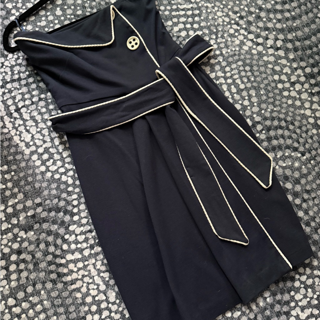 Eva Franco Navy And Cream Nautical Cocktail Dress